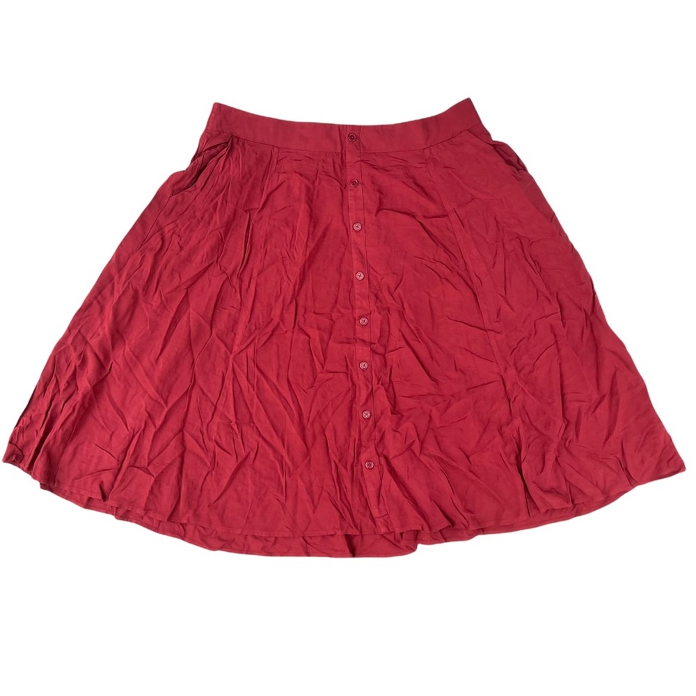 NWT Torrid Burgundy Button Up Front Challis Midi Casual Flowy Cute Light Skirt 2